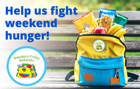 Brenden's Friday backpacks - Donate today at either of our branches
